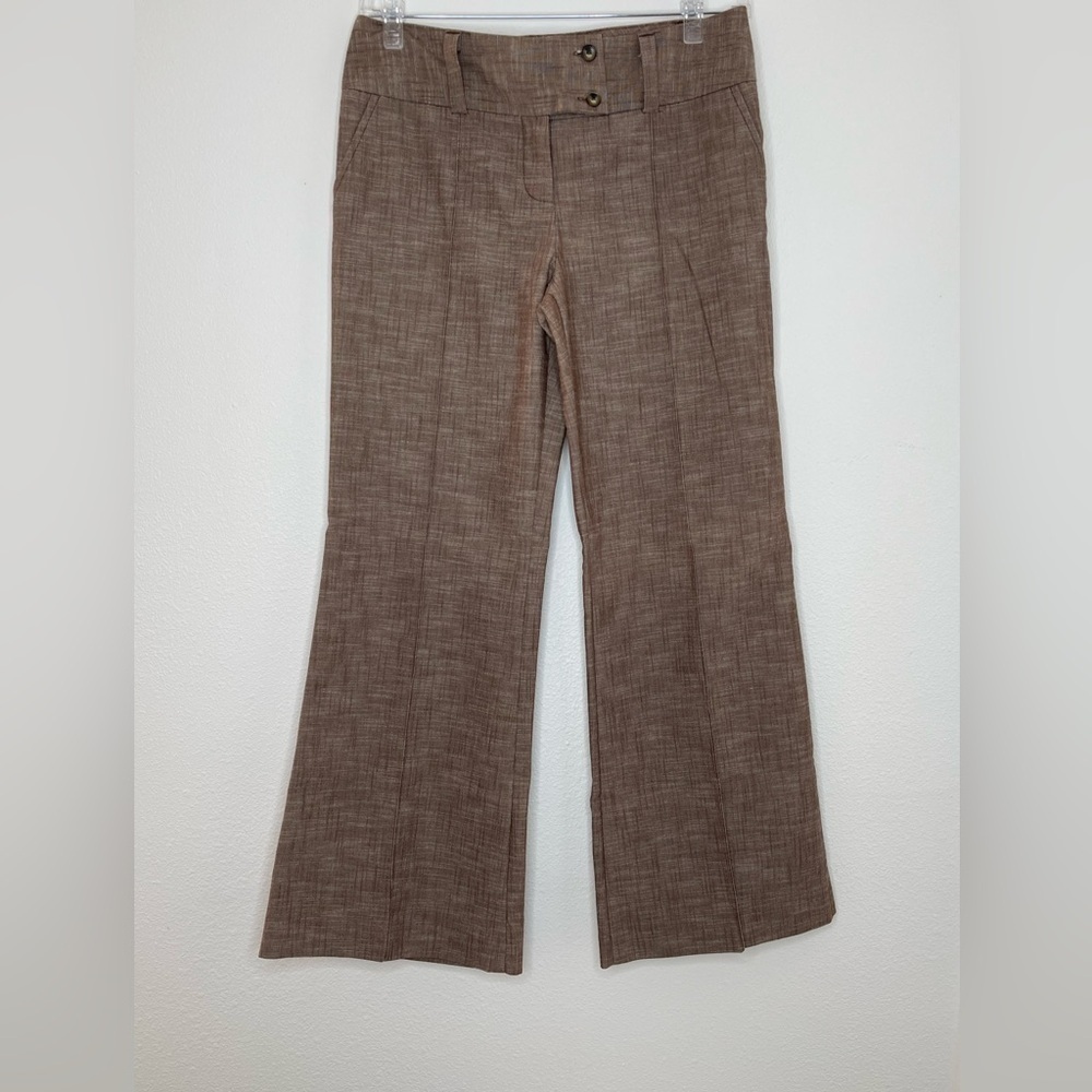A Byer Brown Linen Look Slacks Mid Rise Flared Leg Business Casual Wear size 11
